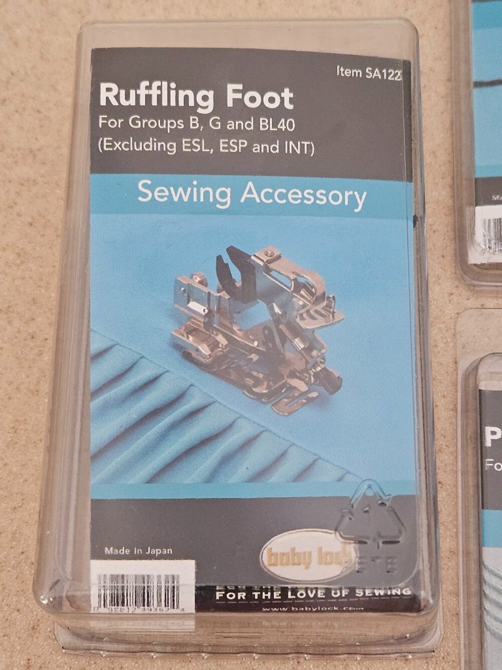 5 BABY LOCK RUFFLING BRAIDING TEFLON QUILTING FOOT SEWING ACCESSORY ATTACHMENT - Picture 2 of 12